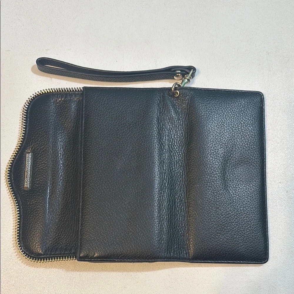 Rebecca Minkoff Black Leather Charger Wristlet